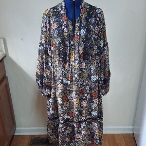 Black Floral Long Sleeve Dress